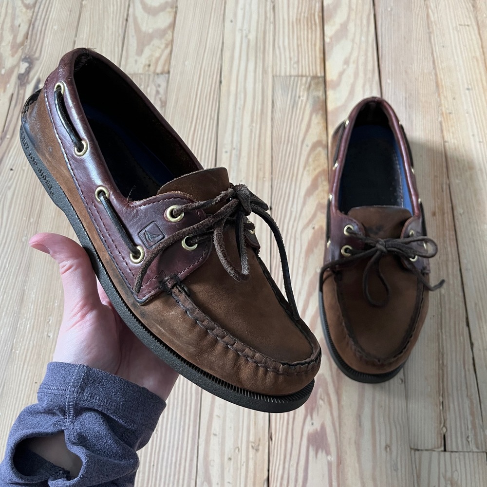 Sperry Top-Sider Boat Shoes Mens 8M Brown Leather Authentic Original 0195412